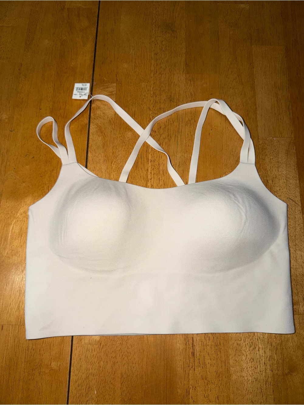 aerie White Seamless Padded Bralette with Crisscross Straps